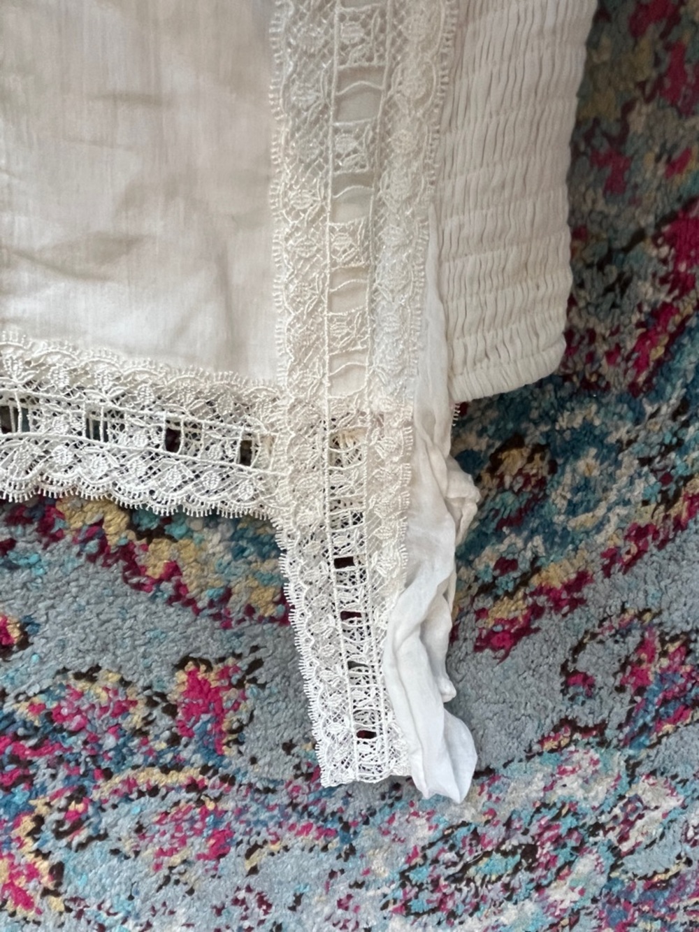 We the Free people 100% cotton White Lace-Trim Mini Dress - Picture 3 of 8